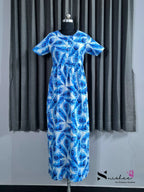 Blue Feather - Shawl Maxi with Saree Style Drape - Full Length - Plus Size