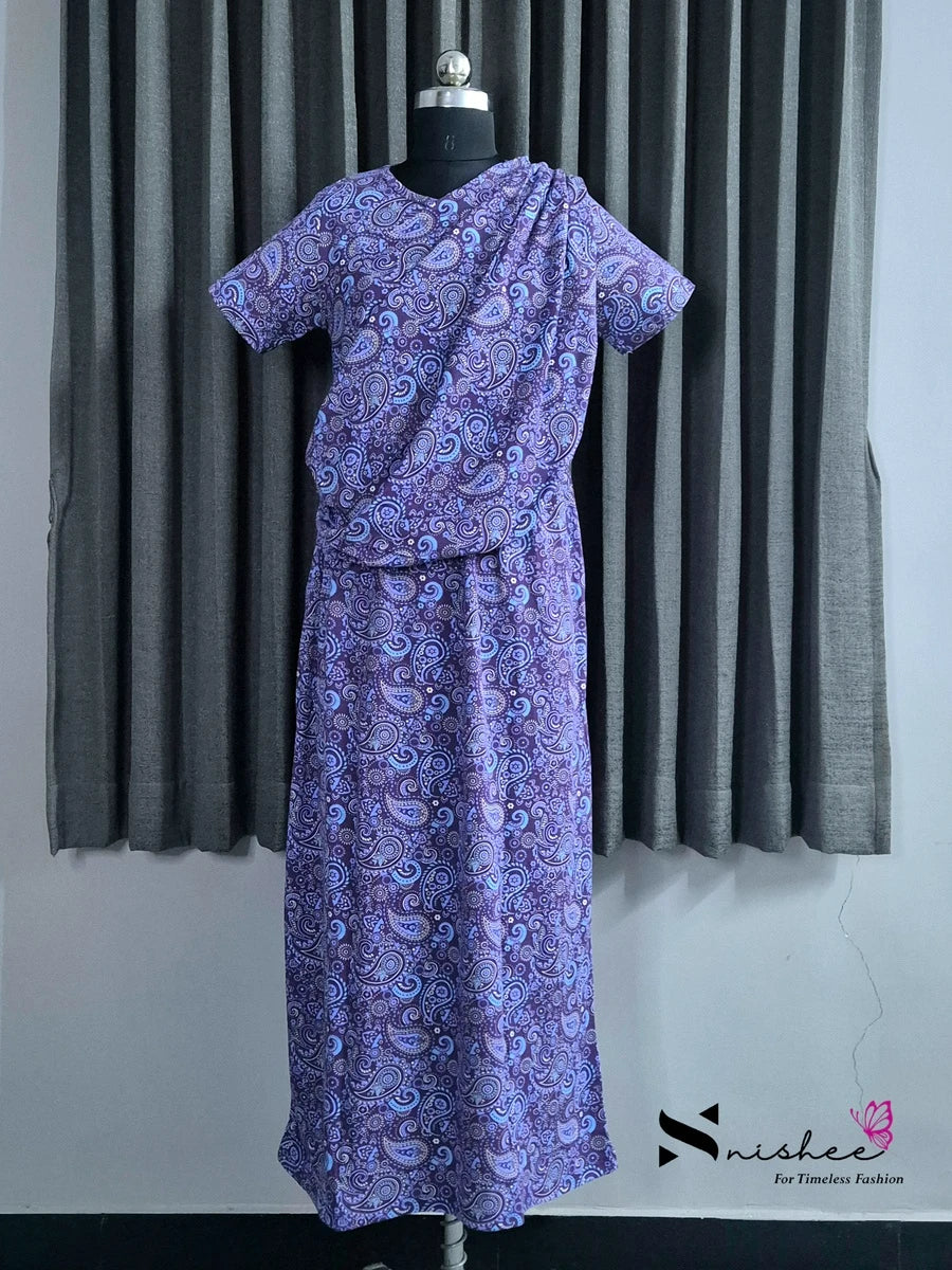 Palladar - Shawl Maxi with Saree Style Drape - Full Length - Plus Size