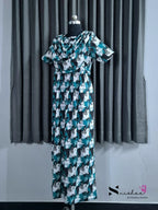 Shadow Leaf - Shawl Maxi with Saree Style Drape - Full Length - Plus Size