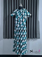 Shadow Leaf - Shawl Maxi with Saree Style Drape - Full Length - Plus Size