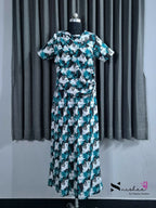 Shadow Leaf - Shawl Maxi with Saree Style Drape - Full Length