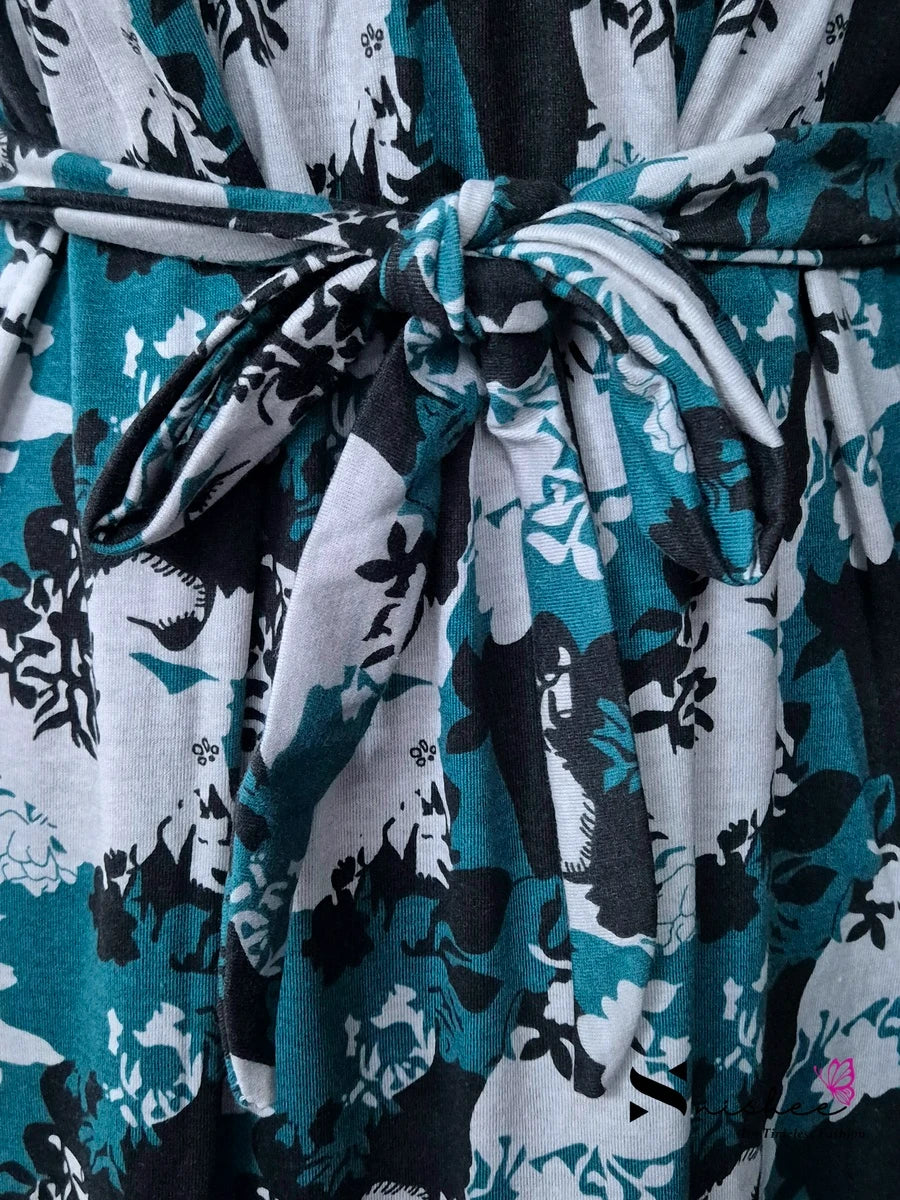 Shadow Leaf - Shawl Maxi with Saree Style Drape - Full Length - Plus Size