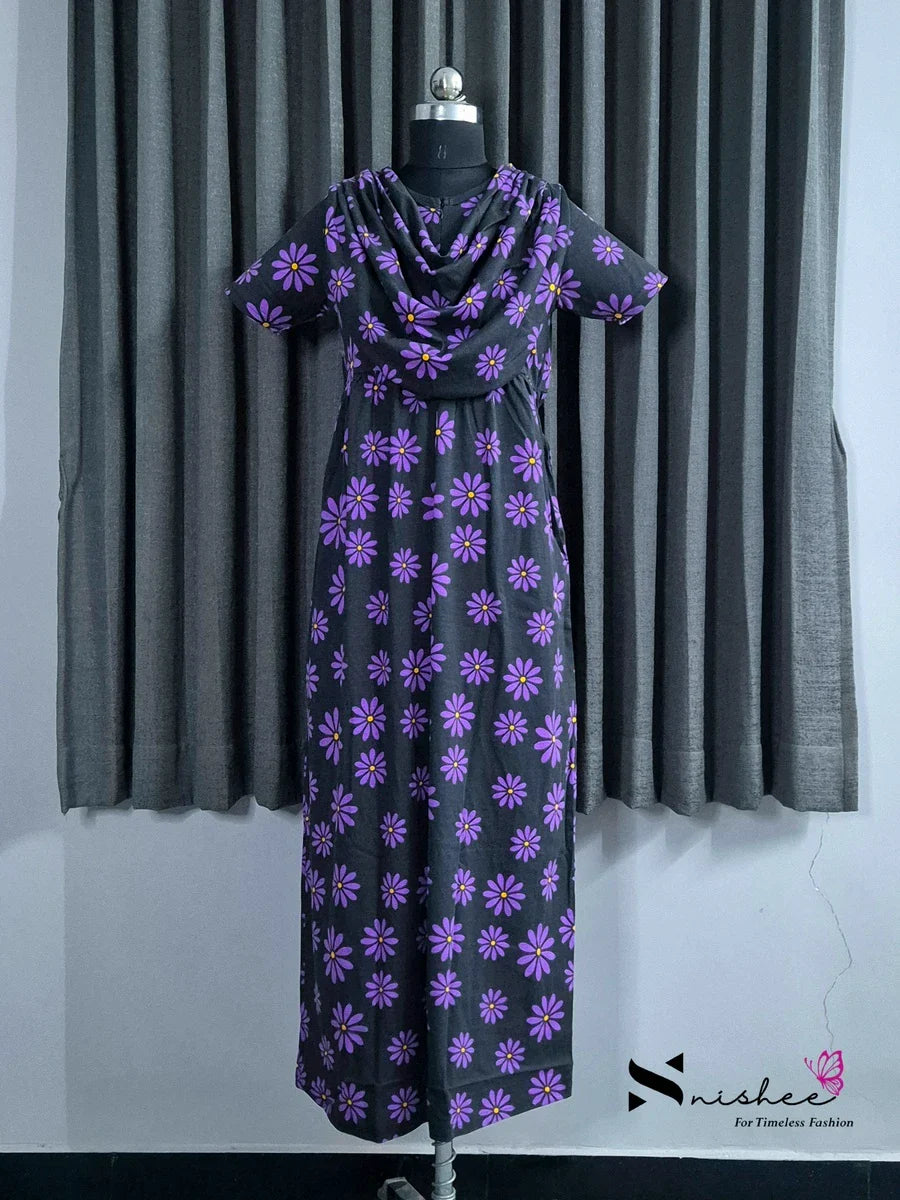 Crocus - Shawl Maxi with Saree Style Drape - Full Length - Plus Size