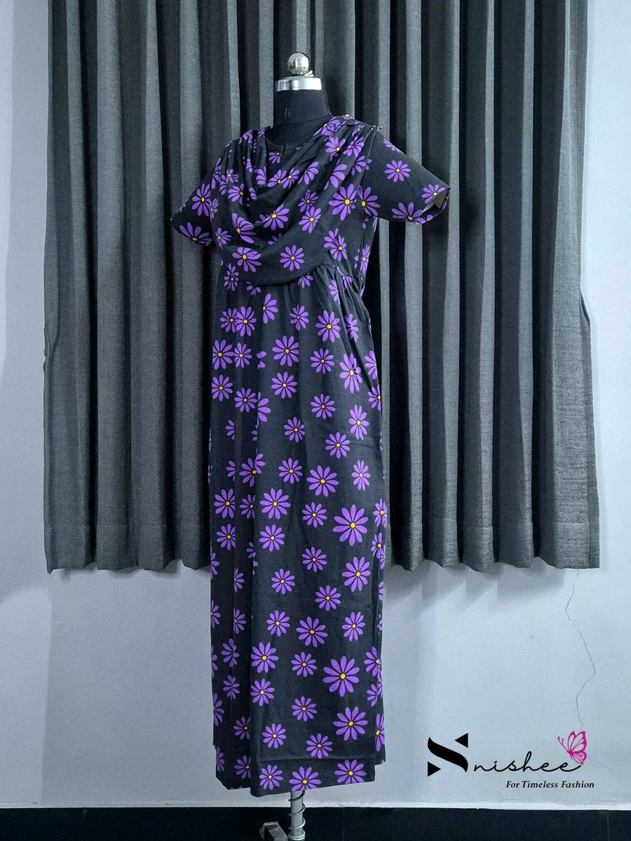 Crocus - Shawl Maxi with Saree Style Drape - Full Length - Plus Size