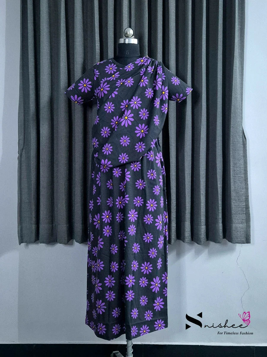 Crocus - Shawl Maxi with Saree Style Drape - Full Length - Plus Size