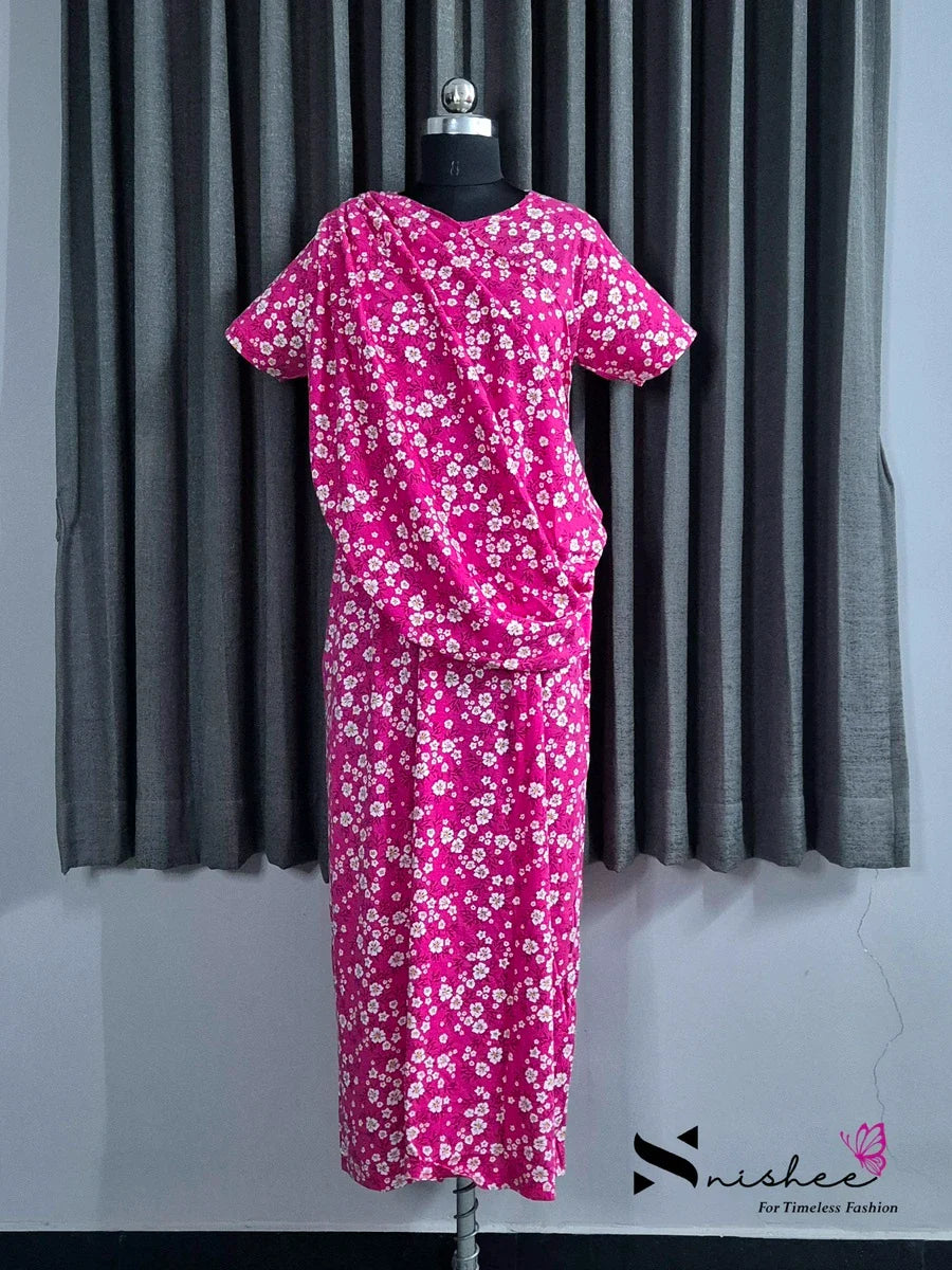 Geranium - Shawl Maxi with Saree Style Drape - Full Length - Plus Size