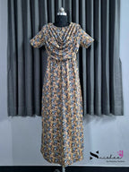 Dried Maple - Shawl Maxi with Saree Style Drape - Full Length - Plus Size