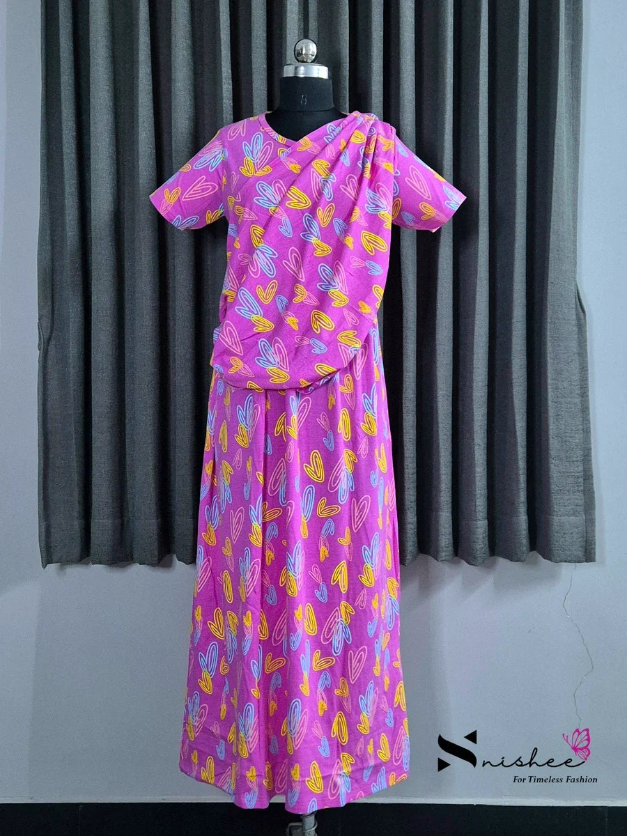 Ring Hearts - Shawl Maxi with Saree Style Drape - Full Length - Plus Size
