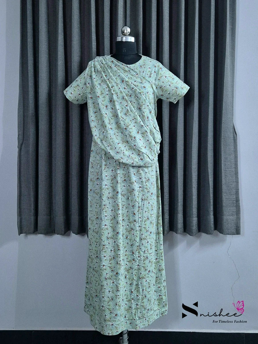 Camellia - Shawl Maxi with Saree Style Drape - Full Length - Plus Size