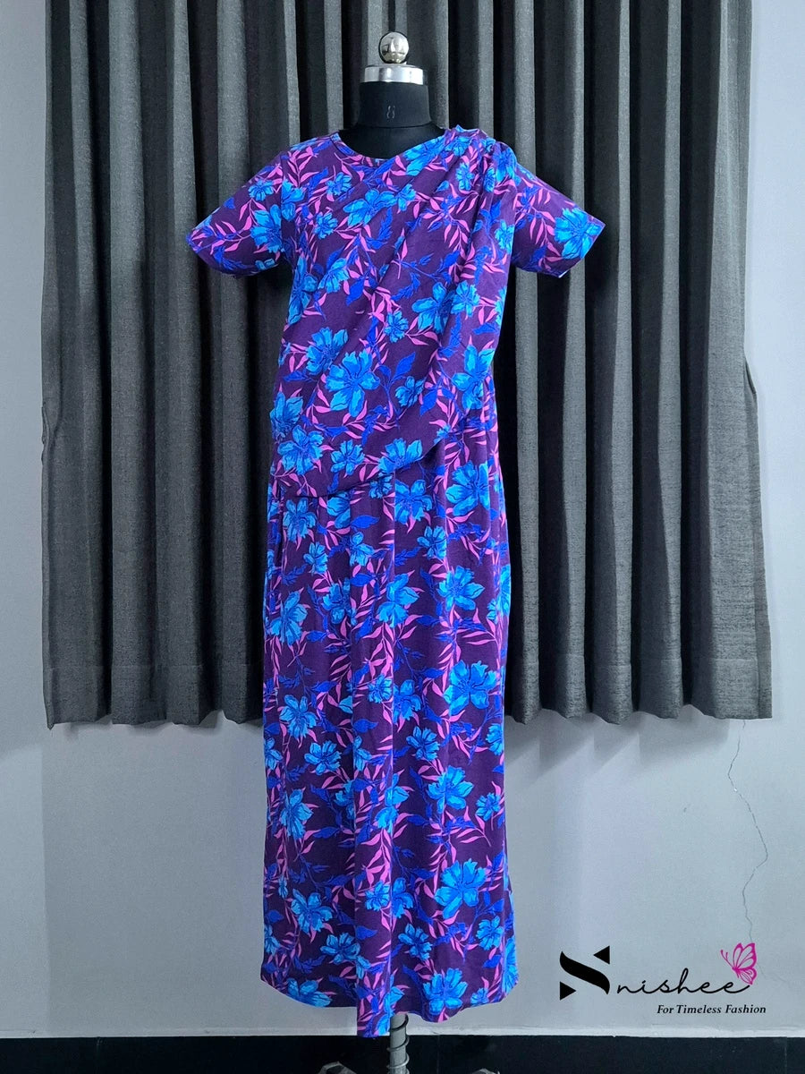 Begonia - Shawl Maxi with Saree Style Drape - Full Length - Plus Size