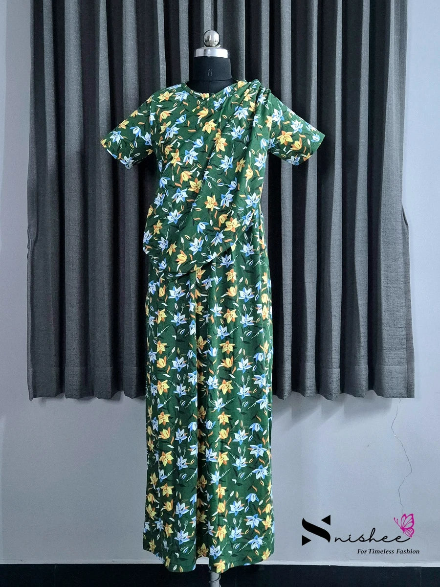 Lilium - Shawl Maxi with Saree Style Drape - Full Length - Plus Size