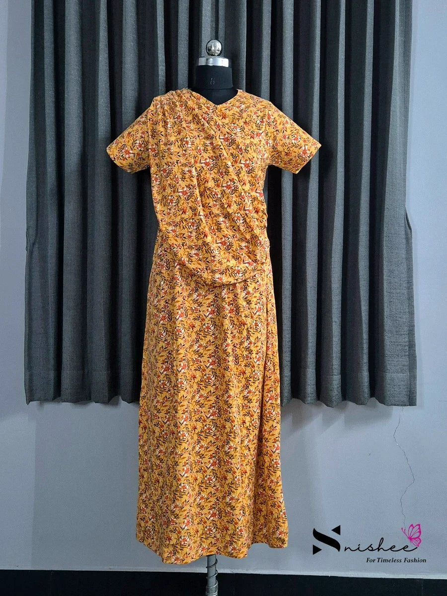 Lantanaa - Shawl Maxi with Saree Style Drape - Full Length