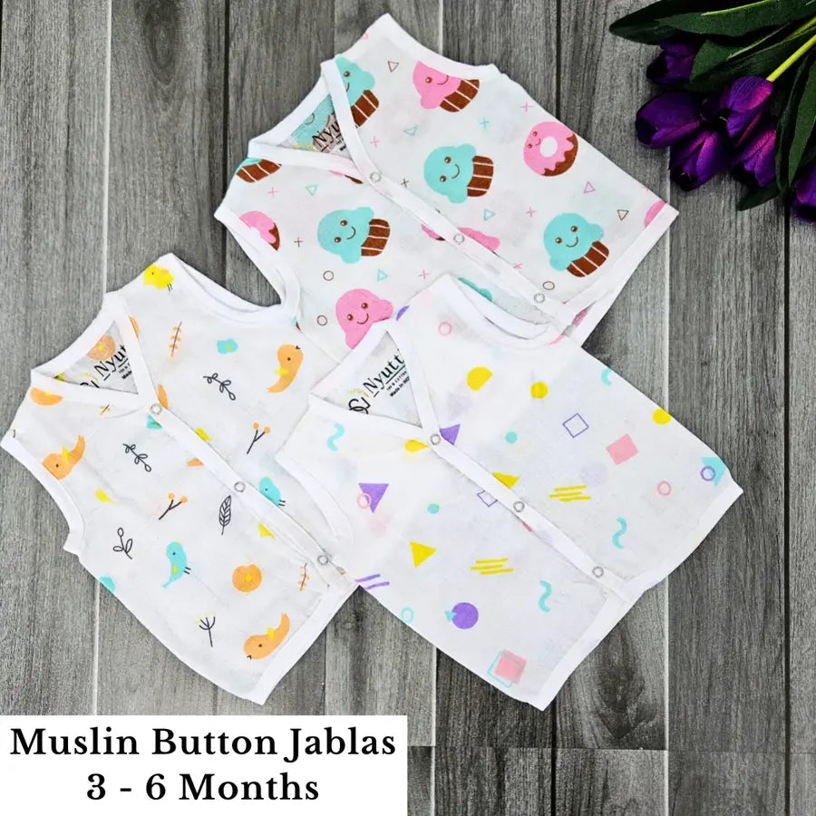 Muslin Button Jablas - 3 to 6 Months