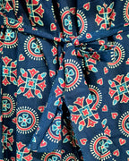 Maroon/ Blue Ajrak Print Frock Nighty