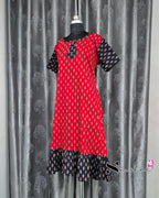 Red/ Black Ajrak Print Frock Nighty
