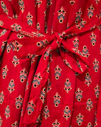 Red/ Black Ajrak Print Frock Nighty