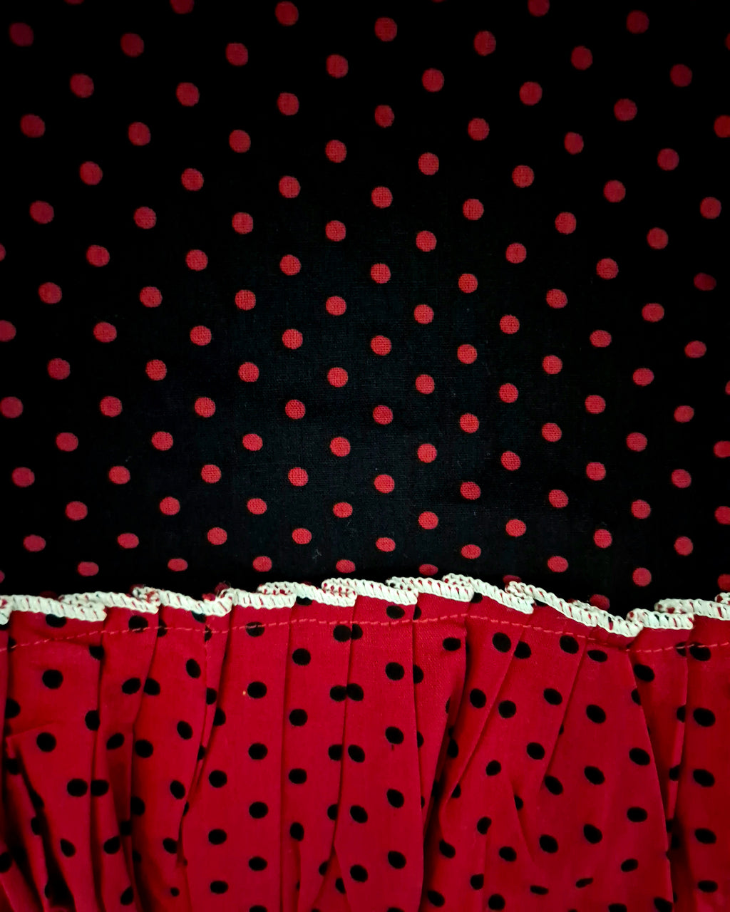 Navy Blue/ Red Dotted Frock Nighty with Peter Pan Collar