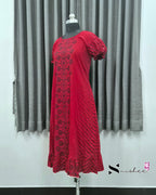Red Center Print Frock Nighty