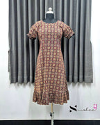 Navy Blue Ajrak Print Frock Nighty