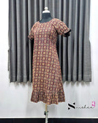 Navy Blue Ajrak Print Frock Nighty