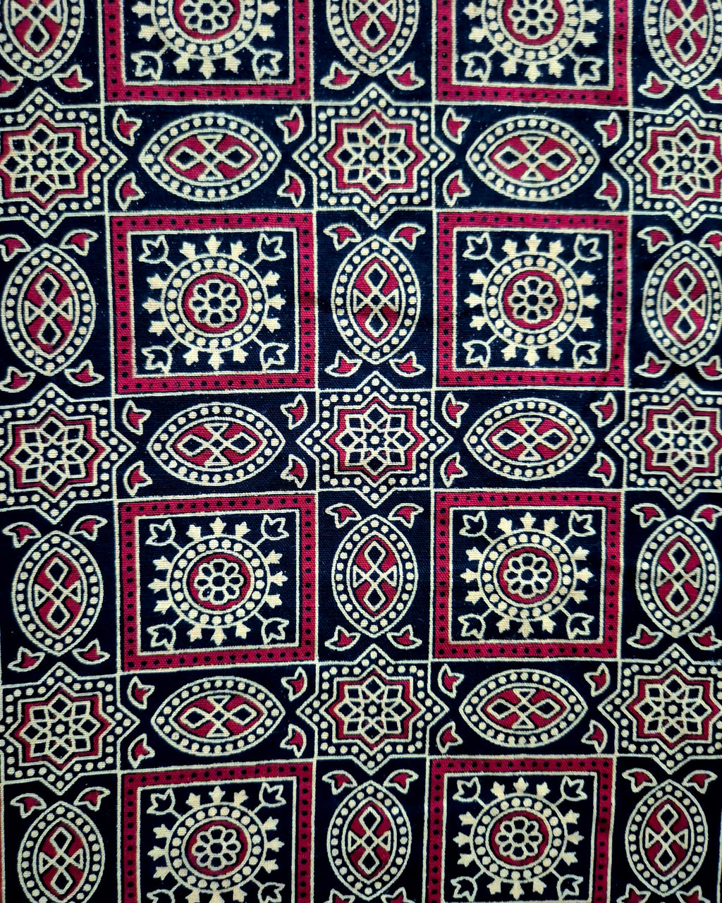 Navy Blue Ajrak Print Frock Nighty