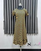 Navy Blue Diagonal Stripes Frock Nighty
