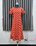 Red Diagonal Stripes Frock Nighty