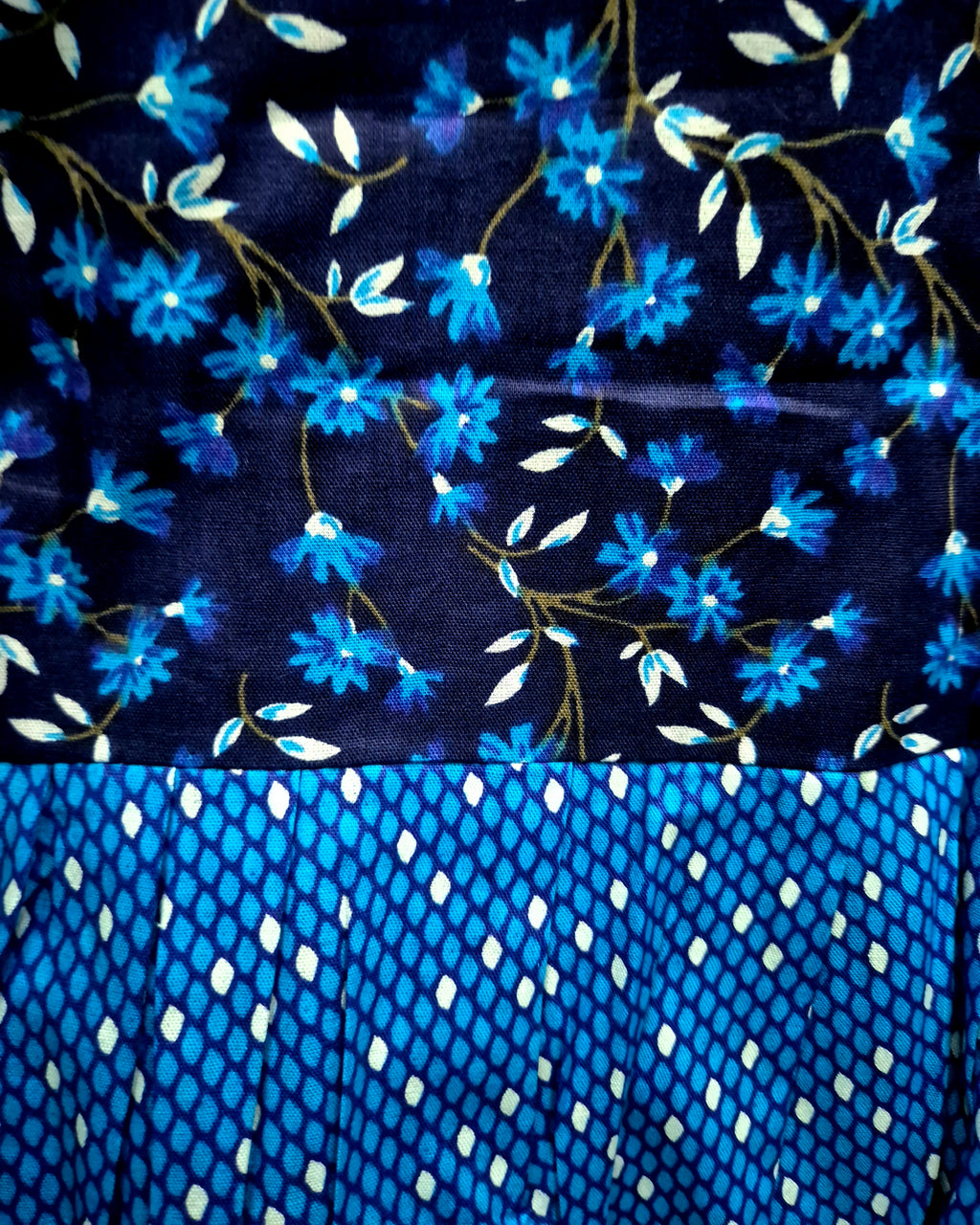 Navy Blue/ Sky Blue Floral Print Frock Nighty
