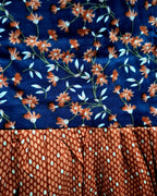 Navy Blue/ Orange Floral Print Frock Nighty
