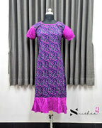 Navy Blue/ Pink Floral Print Frock Nighty