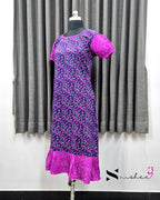 Navy Blue/ Pink Floral Print Frock Nighty