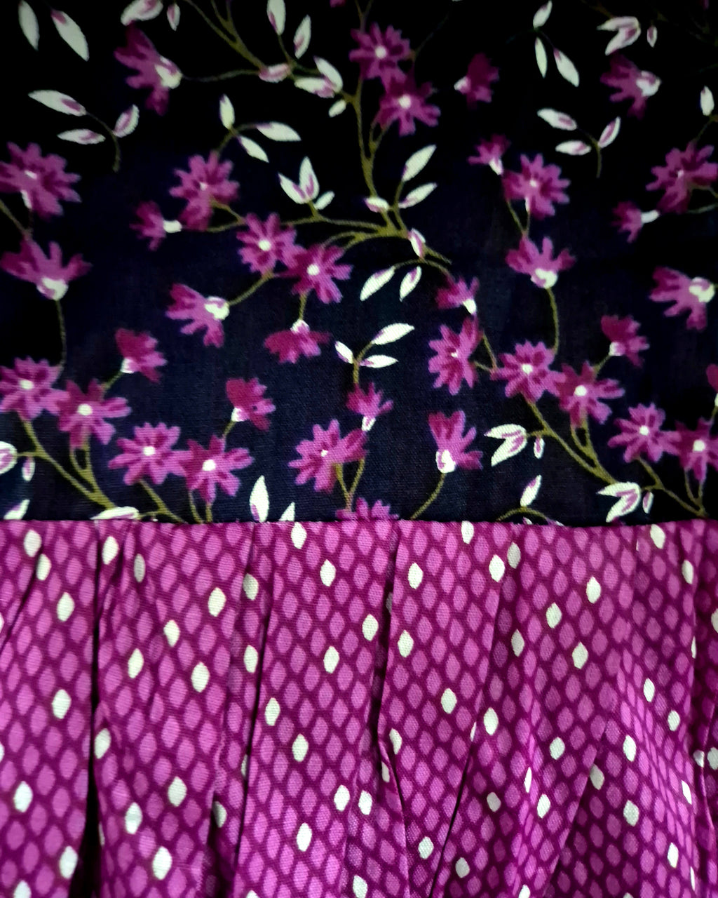 Navy Blue/ Pink Floral Print Frock Nighty