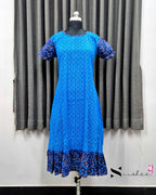 Sky Blue/ Navy Blue Floral Print Frock Nighty