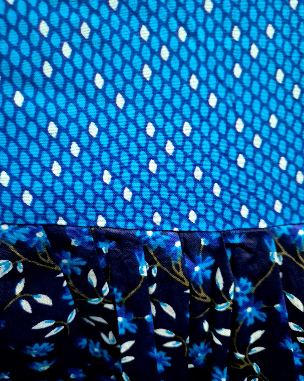 Sky Blue/ Navy Blue Floral Print Frock Nighty