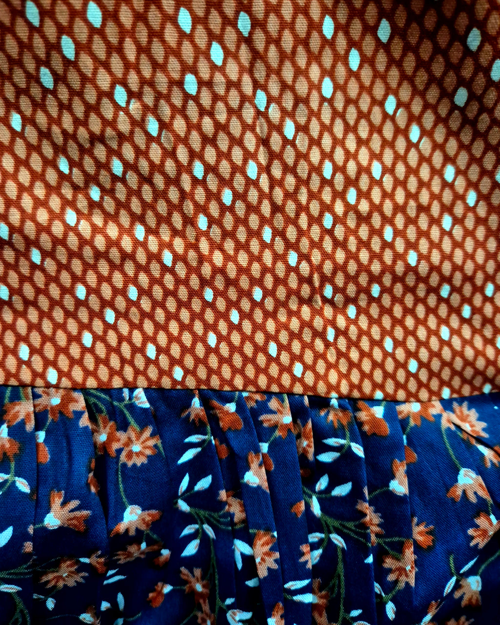 Orange/ Navy Blue Floral Print Frock Nighty