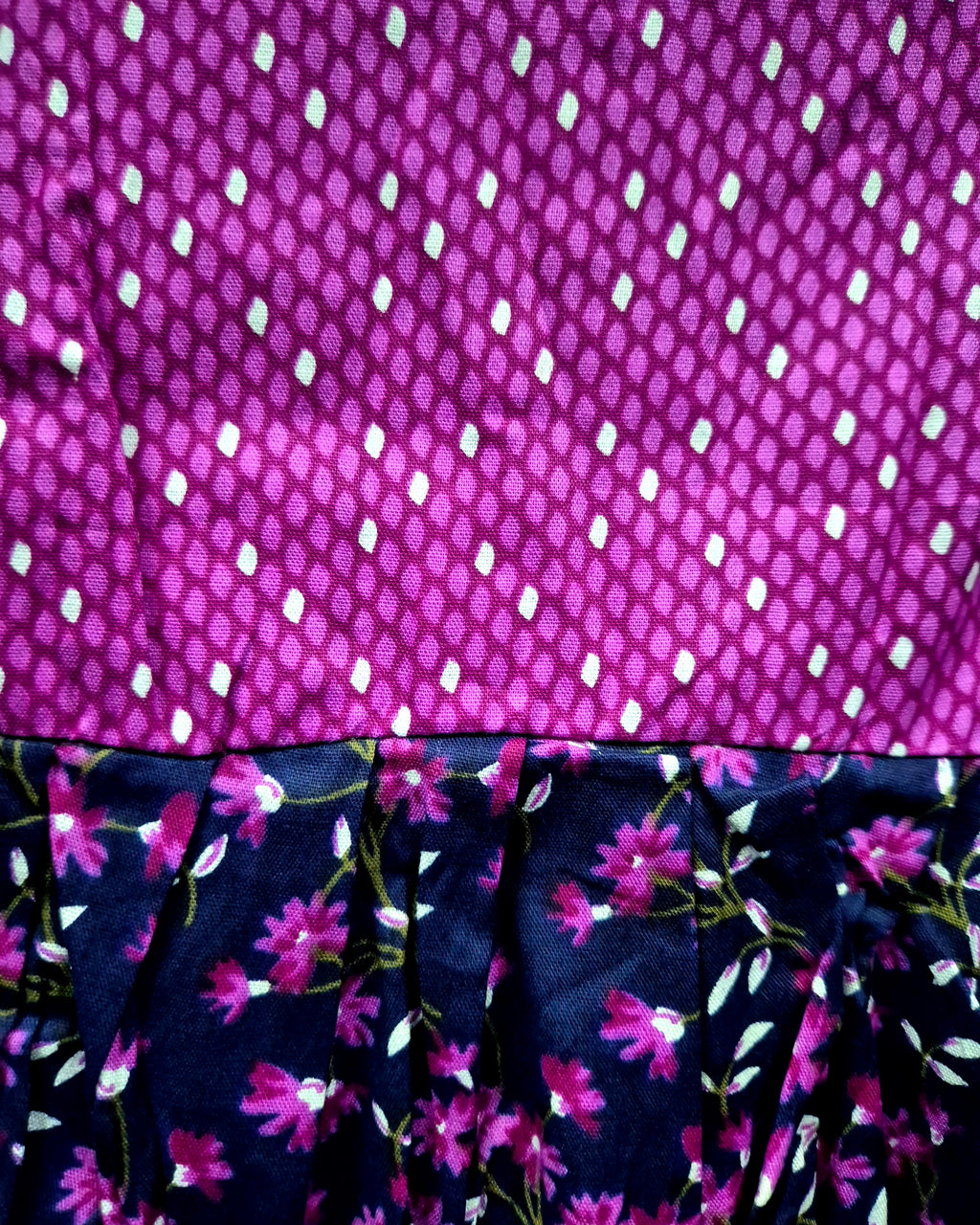 Pink/ Navy Blue Floral Print Frock Nighty