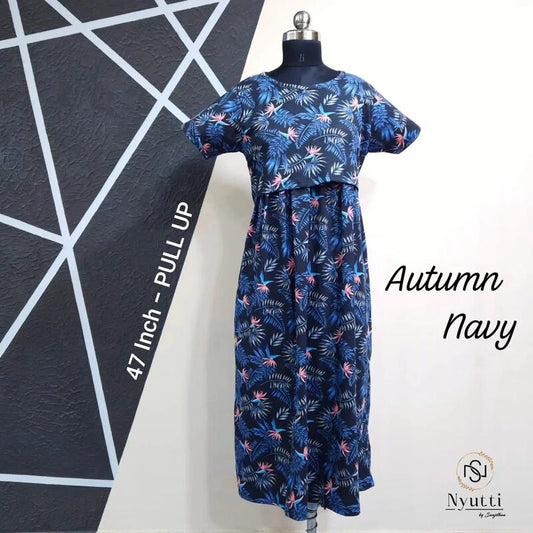 Autumn Navy - Pull Up - Midi Length