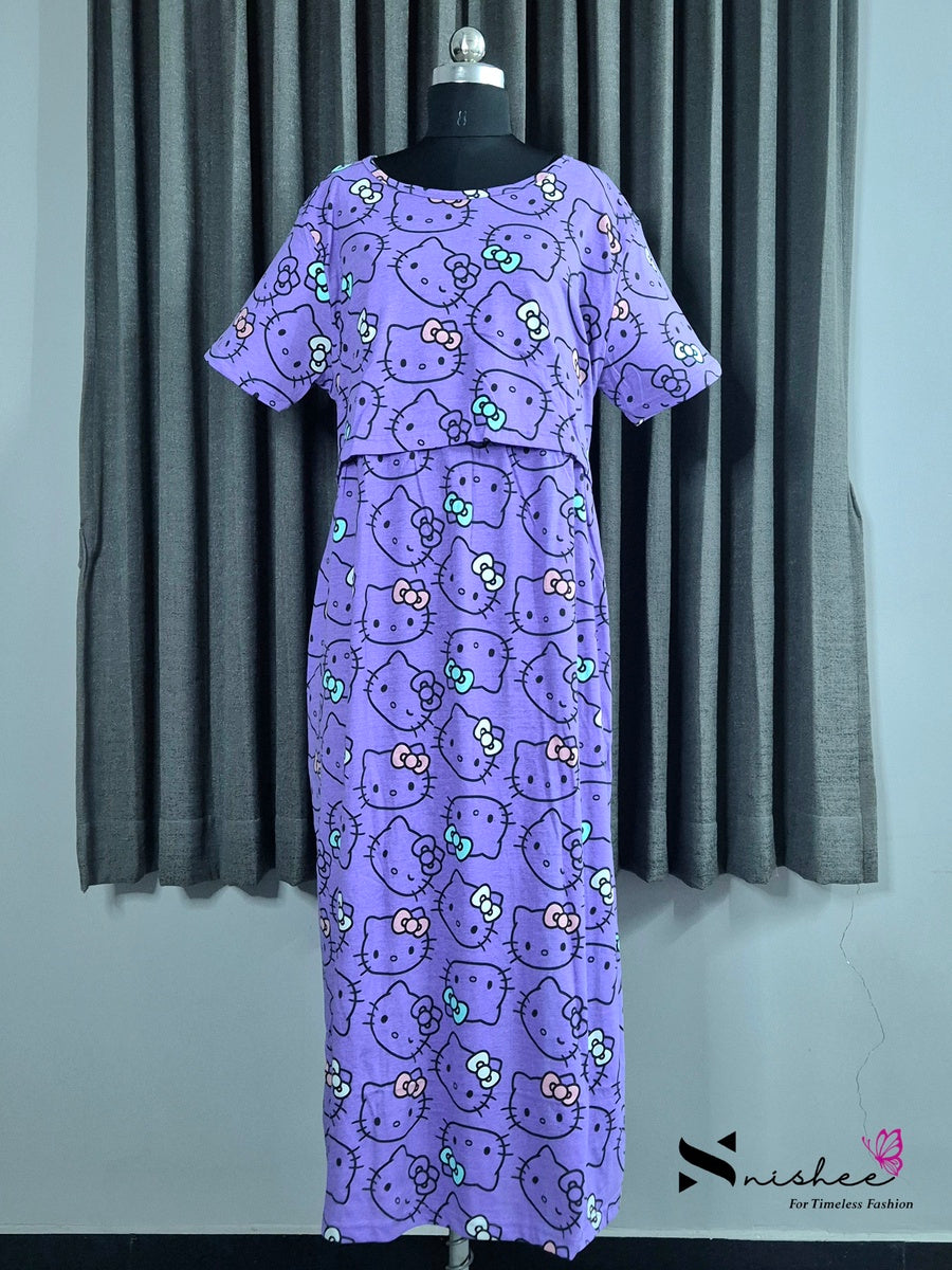 Purple Kitty - Pull Up - Full Length - Plus Size