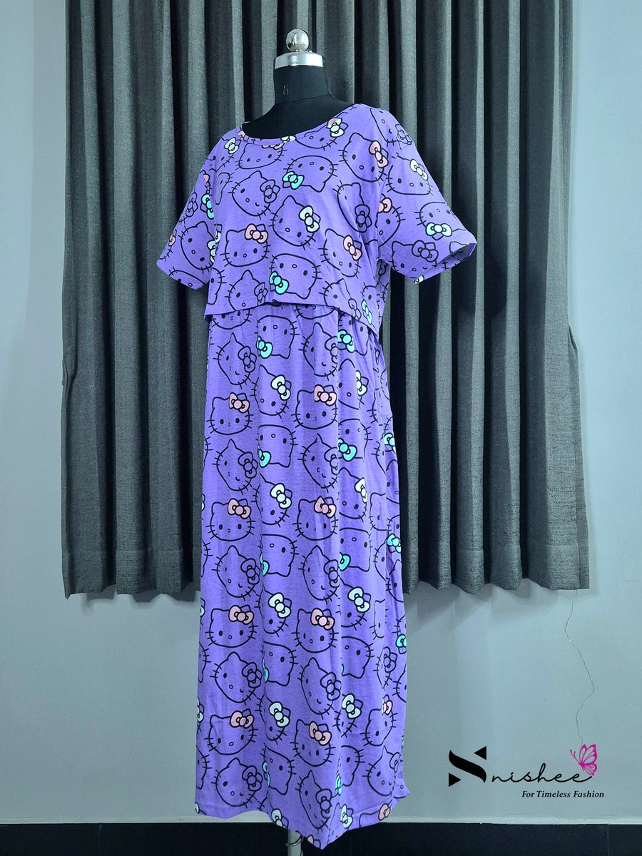 Purple Kitty - Pull Up - Full Length - Plus Size