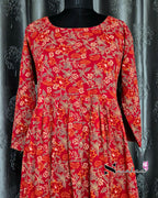 Red Floral Nyra Cut Model Plus Size Gown