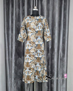 Olive Green Popcorn A Line Plus Size Kurti