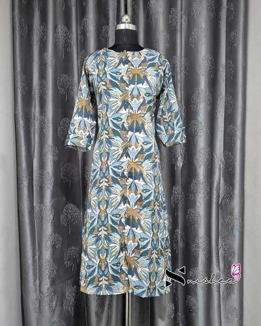 Teal Green Popcorn A Line Plus Size Kurti
