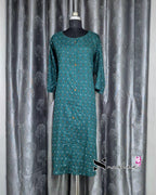 Teal Green Ikat Print A Line Plus Size Kurti