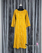 Mustard Striped A Line Plus Size Kurti