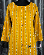Mustard Striped A Line Plus Size Kurti