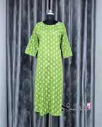 Green Motif A Line Plus Size Kurti