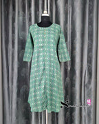 Sea Green Diamond Print A Line Plus Size Kurti