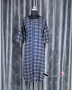 Navy Blue Diamond Print A Line Plus Size Kurti
