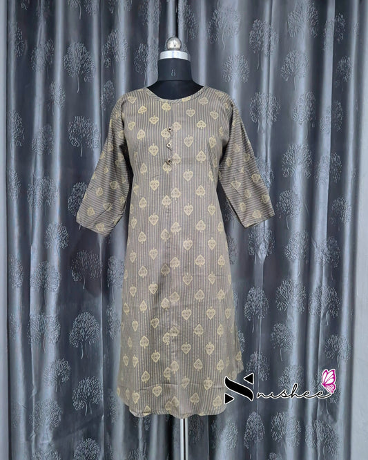 Grey Spade Motif A Line Plus Size Kurti