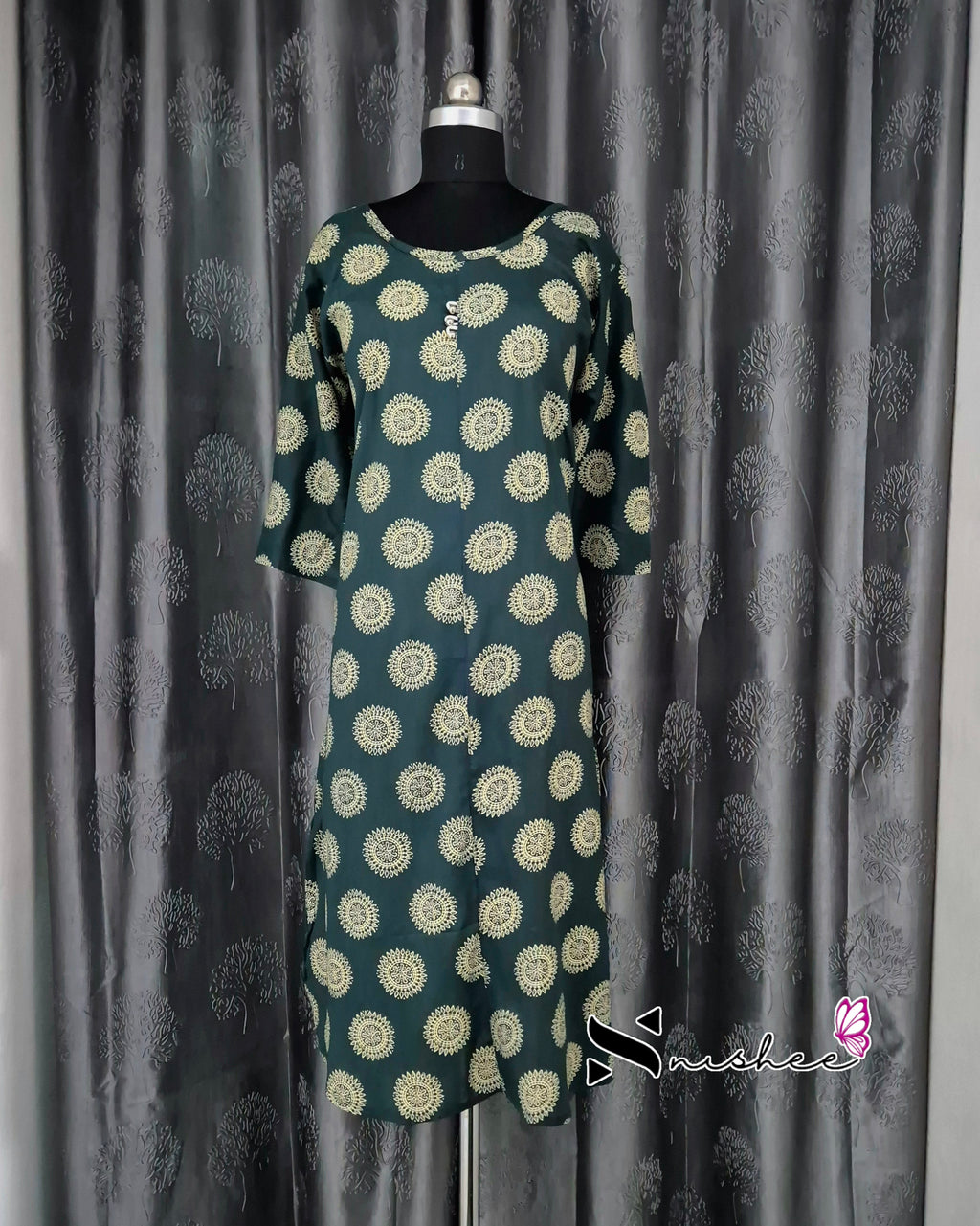 Green Mandala A Line Plus Size Kurti